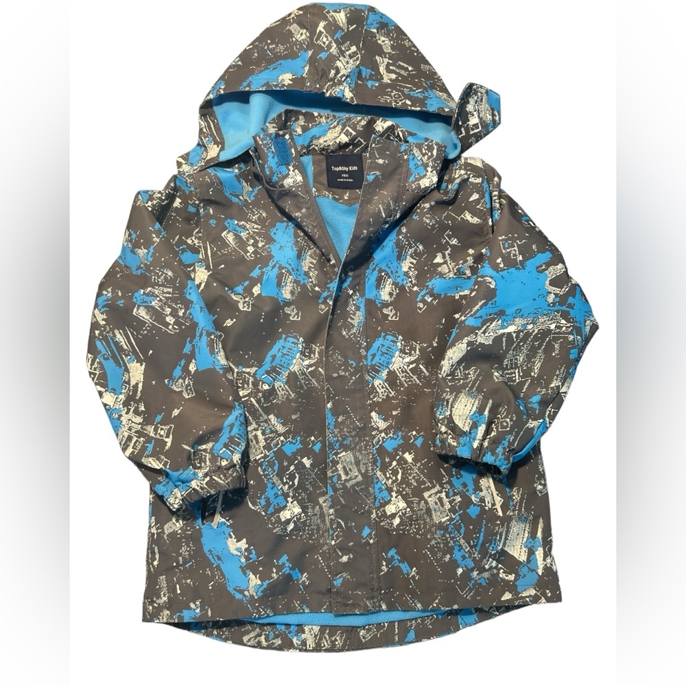 Top & Sky Kid's Lined Rain Jacket, Gray, Blue, & White, Size 150 (US Siz…